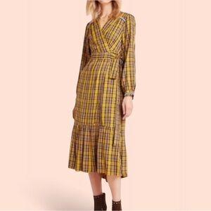 Anthropologie Yellow Wrap Prairie Dress